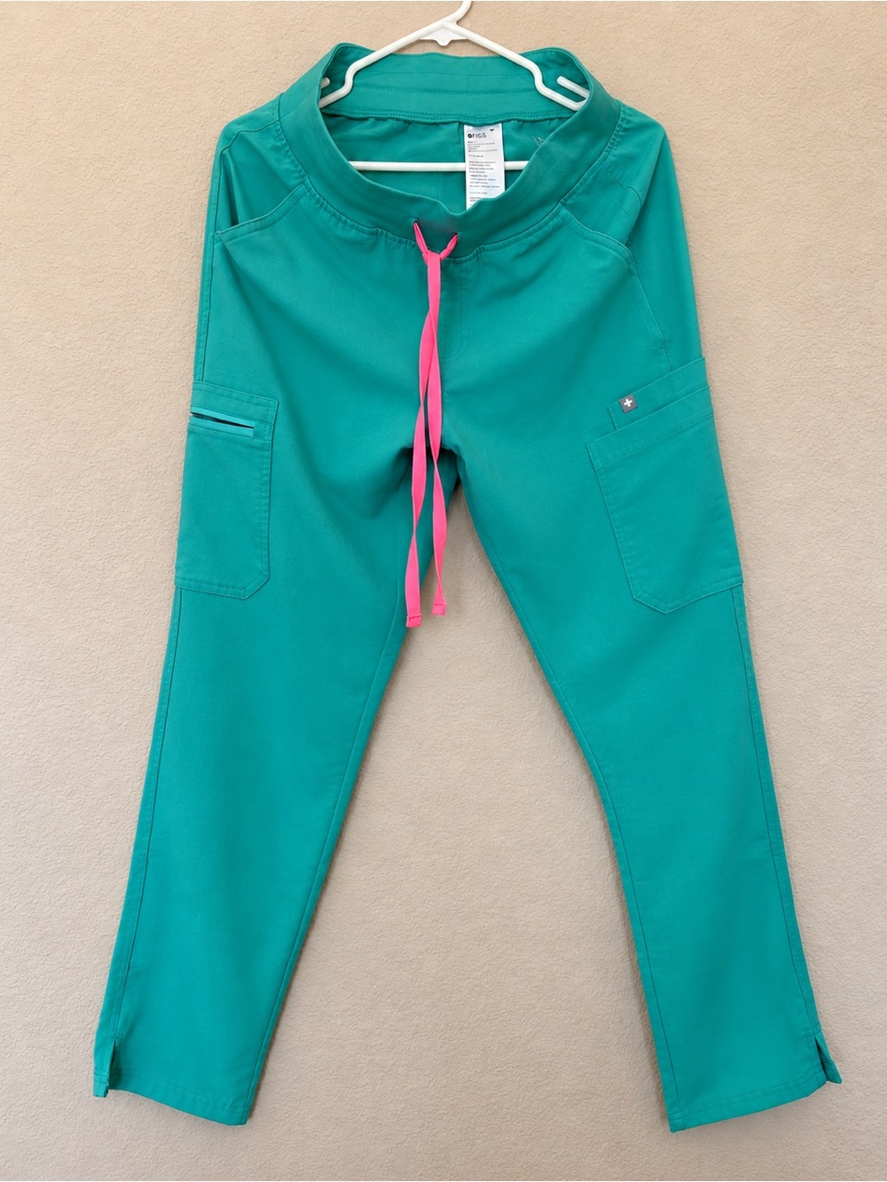 FIGS HW Yola High Rise Slim Scrub Pants Teal Green Medium